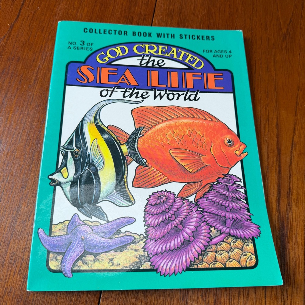 Master Books God Created the Sea Life of the World Sticker Book 1989 Vintage